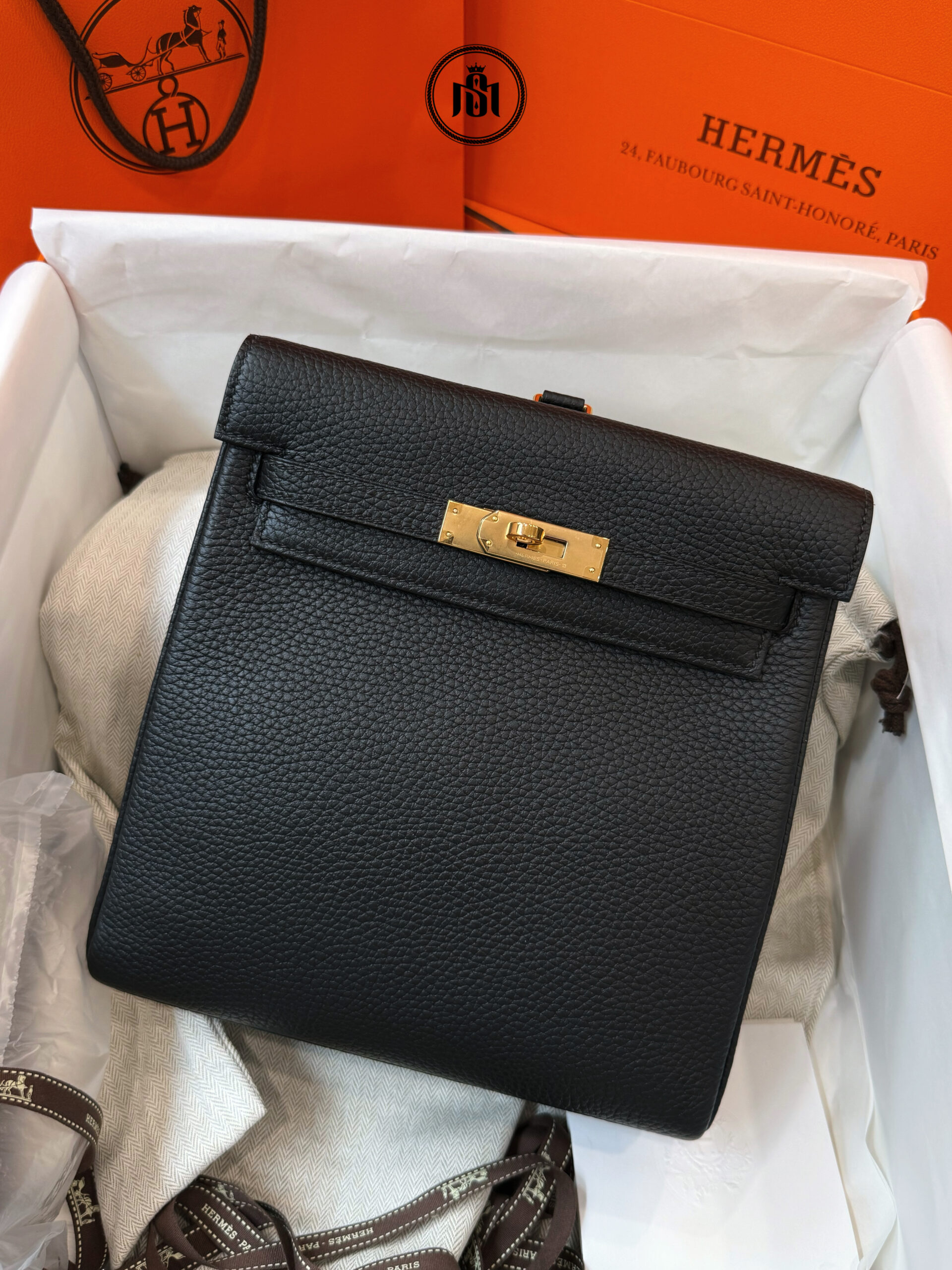 BALO HERMES KELLY ADO II BACKPACK NOIR CLEMENCE - GHW 2 BALO HERMES KELLY ADO II BACKPACK NOIR CLEMENCE - GHW - Ảnh 2