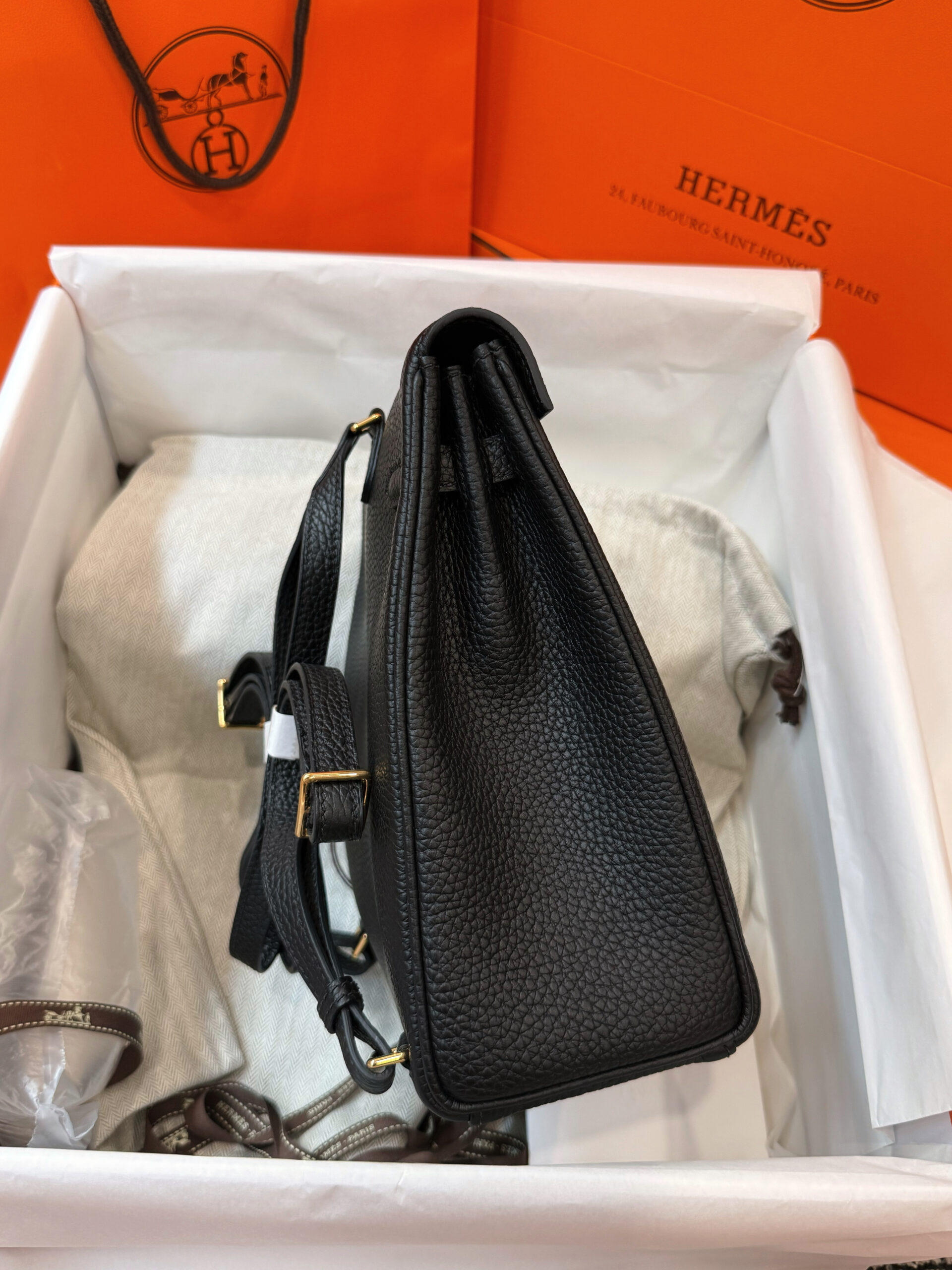 BALO HERMES KELLY ADO II BACKPACK NOIR CLEMENCE - GHW 5 BALO HERMES KELLY ADO II BACKPACK NOIR CLEMENCE - GHW - Ảnh 5