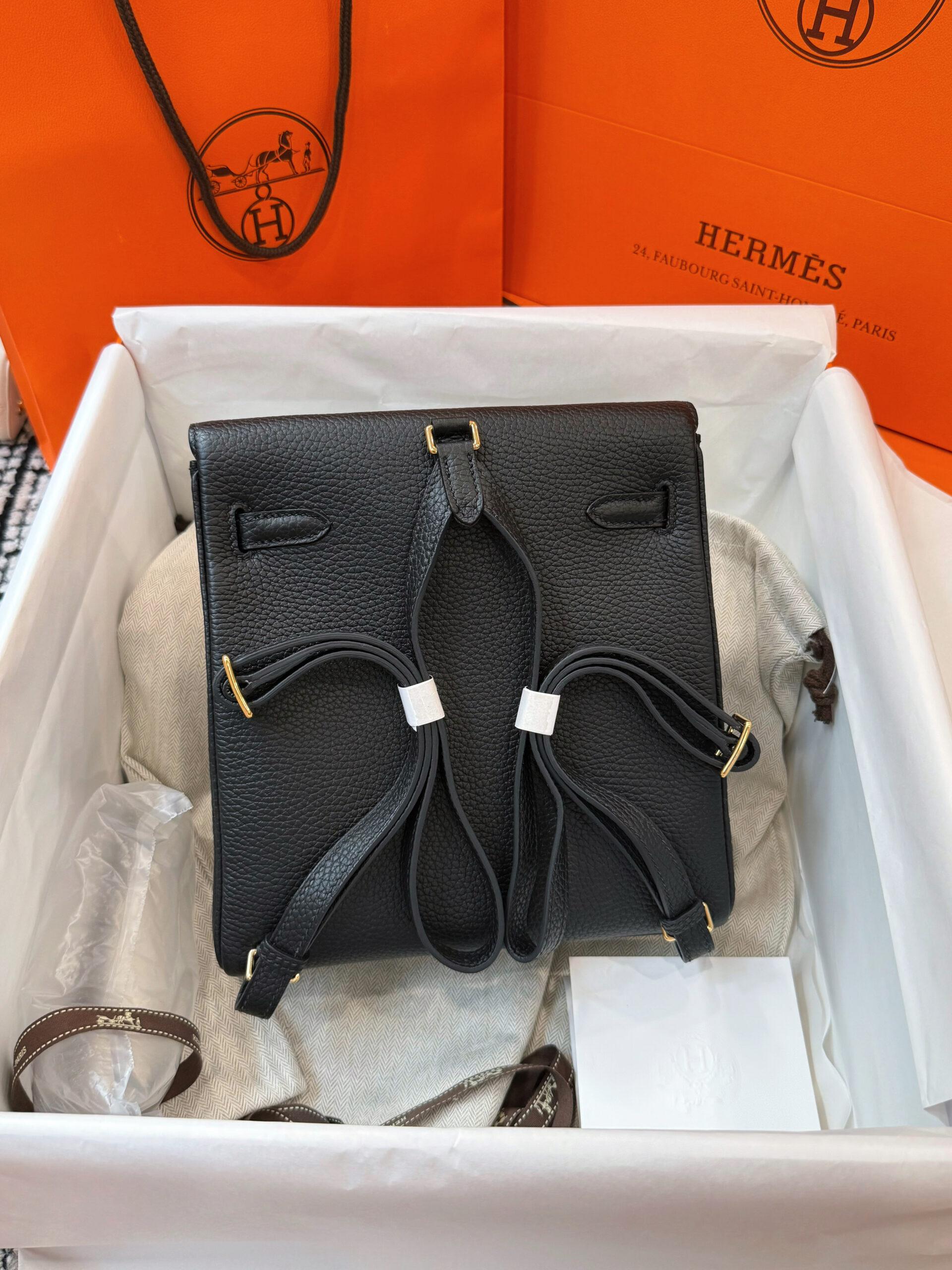 BALO HERMES KELLY ADO II BACKPACK NOIR CLEMENCE - GHW 10 BALO HERMES KELLY ADO II BACKPACK NOIR CLEMENCE - GHW - Ảnh 10