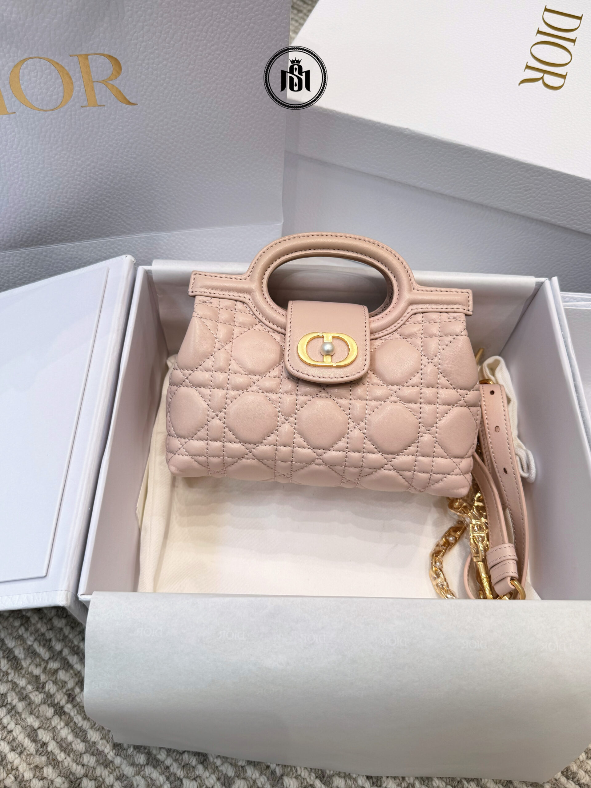 TÚI DIOR JOLIE TOP HANDLE MINI BAG POWDER PINK CANNAGE LAMBSKIN 1 TÚI DIOR JOLIE TOP HANDLE MINI BAG POWDER PINK CANNAGE LAMBSKIN