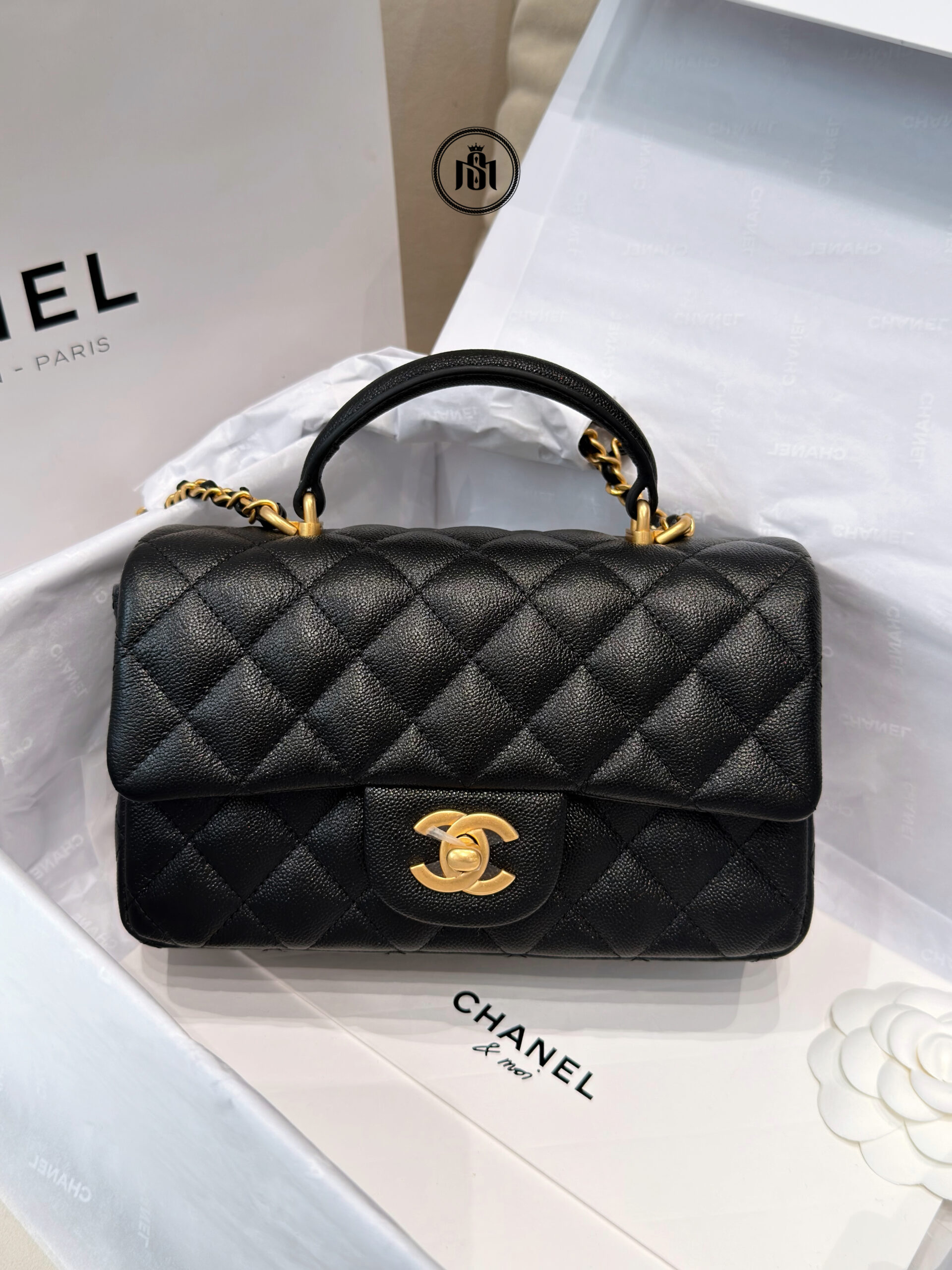 TÚI CHANEL MINI FLAP BAG TOP HANDLE IN BLACK CAVIAR 2 TÚI CHANEL MINI FLAP BAG TOP HANDLE IN BLACK CAVIAR - Ảnh 2