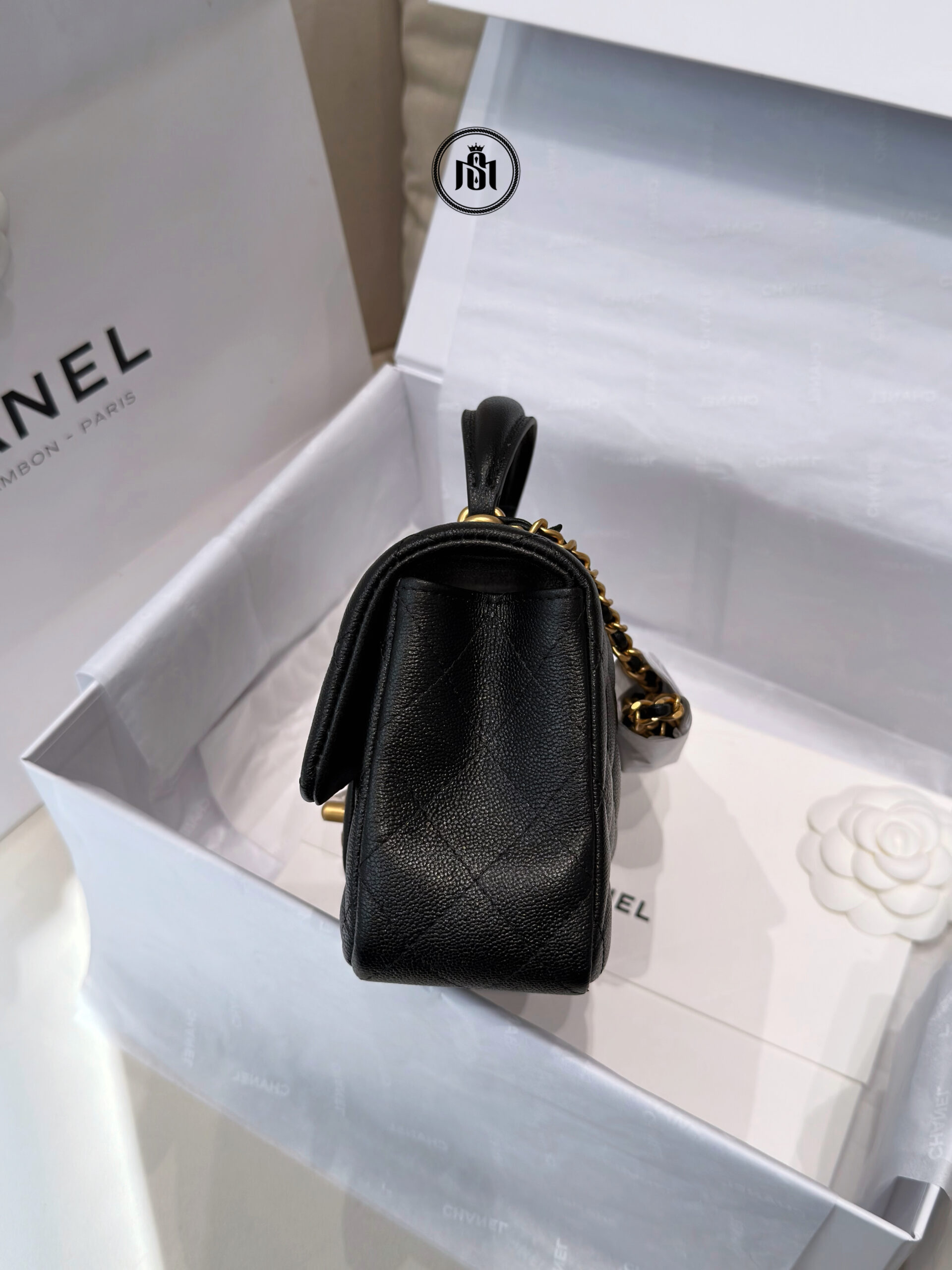 TÚI CHANEL MINI FLAP BAG TOP HANDLE IN BLACK CAVIAR 10 TÚI CHANEL MINI FLAP BAG TOP HANDLE IN BLACK CAVIAR - Ảnh 10