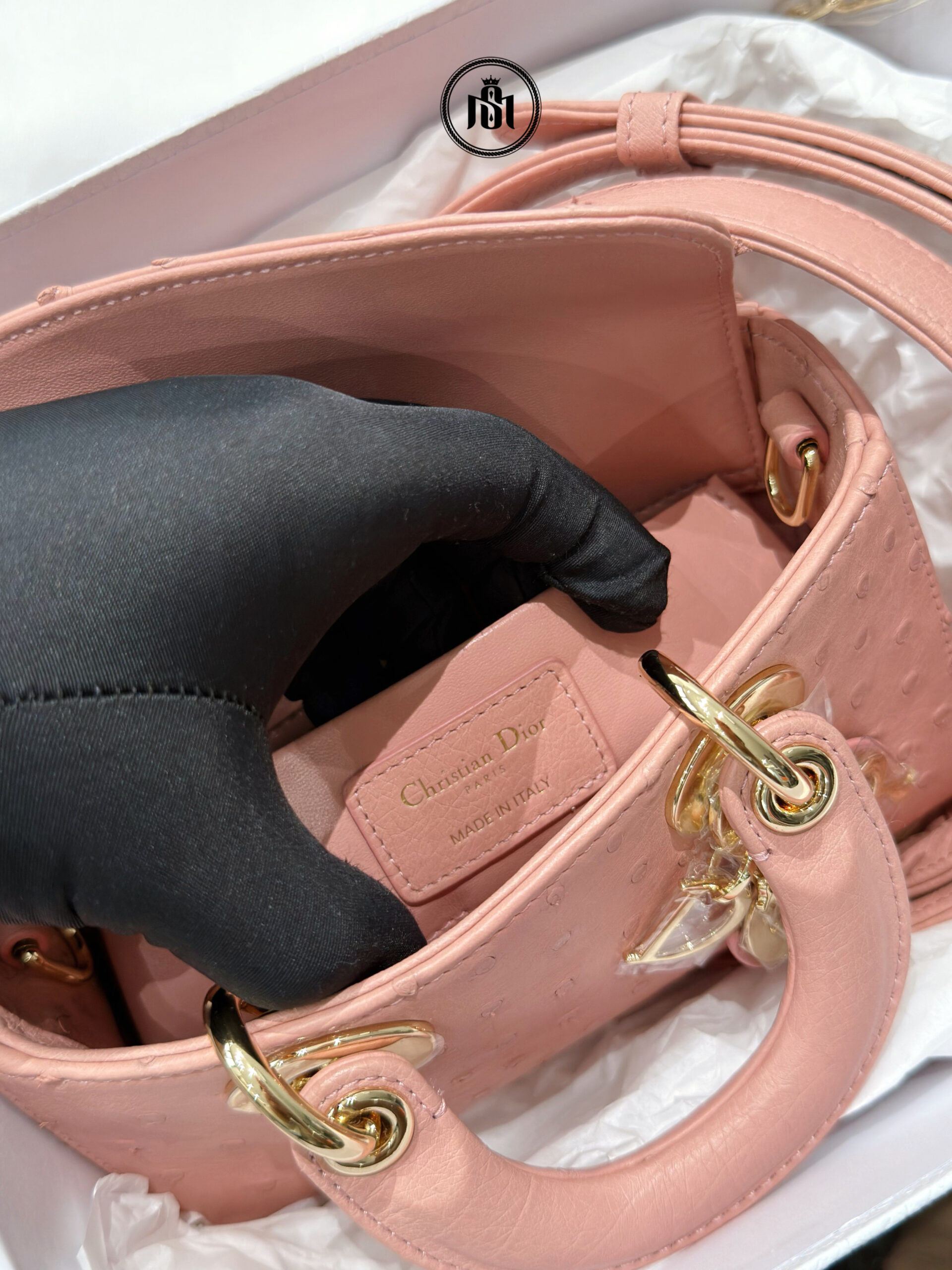 TÚI DIOR MINI LADY D-JOY OSTRICH LEATHER BAG ROSE SOUPIR 4 TÚI DIOR MINI LADY D-JOY OSTRICH LEATHER BAG ROSE SOUPIR - Ảnh 4