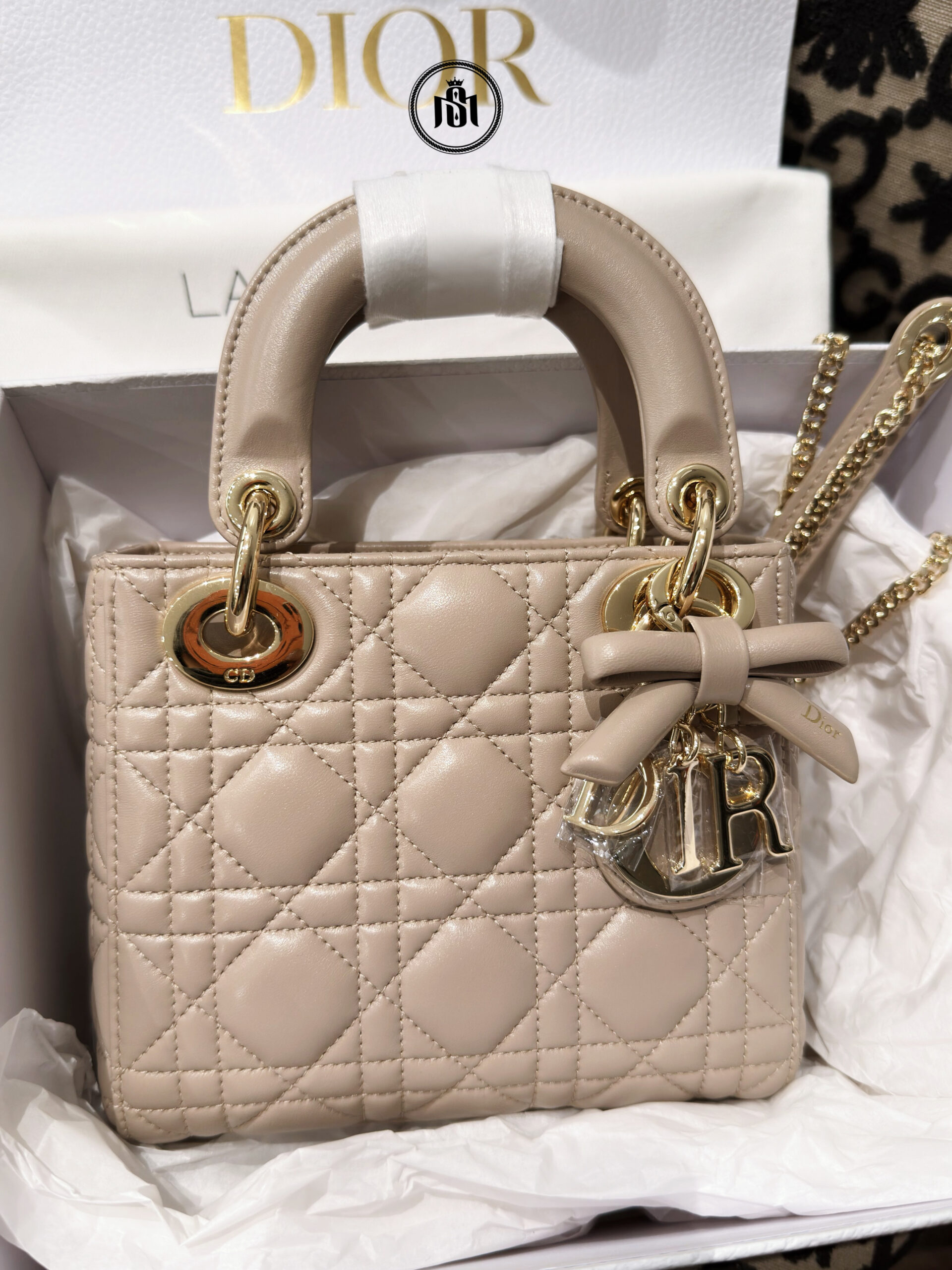 TÚI DIOR MINI LADY DIOR BAG WITH CHAIN ROSE LINGERIE CANNAGE LAMBSKIN 2 TÚI DIOR MINI LADY DIOR BAG WITH CHAIN ROSE LINGERIE CANNAGE LAMBSKIN - Ảnh 2