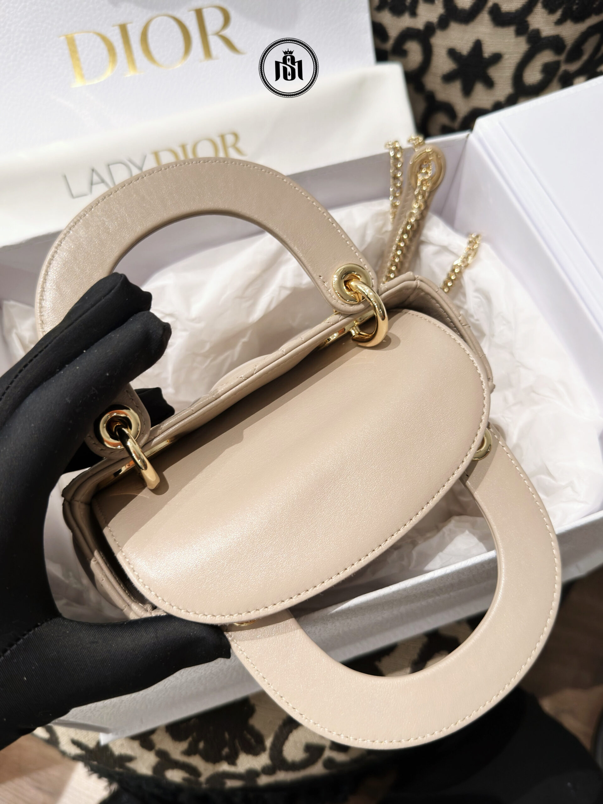 TÚI DIOR MINI LADY DIOR BAG WITH CHAIN ROSE LINGERIE CANNAGE LAMBSKIN 5 TÚI DIOR MINI LADY DIOR BAG WITH CHAIN ROSE LINGERIE CANNAGE LAMBSKIN - Ảnh 5