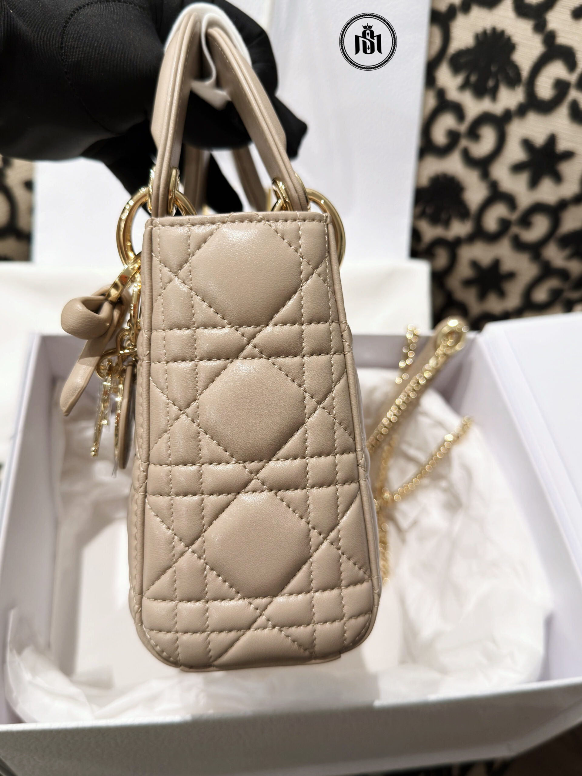 TÚI DIOR MINI LADY DIOR BAG WITH CHAIN ROSE LINGERIE CANNAGE LAMBSKIN 6 TÚI DIOR MINI LADY DIOR BAG WITH CHAIN ROSE LINGERIE CANNAGE LAMBSKIN - Ảnh 6