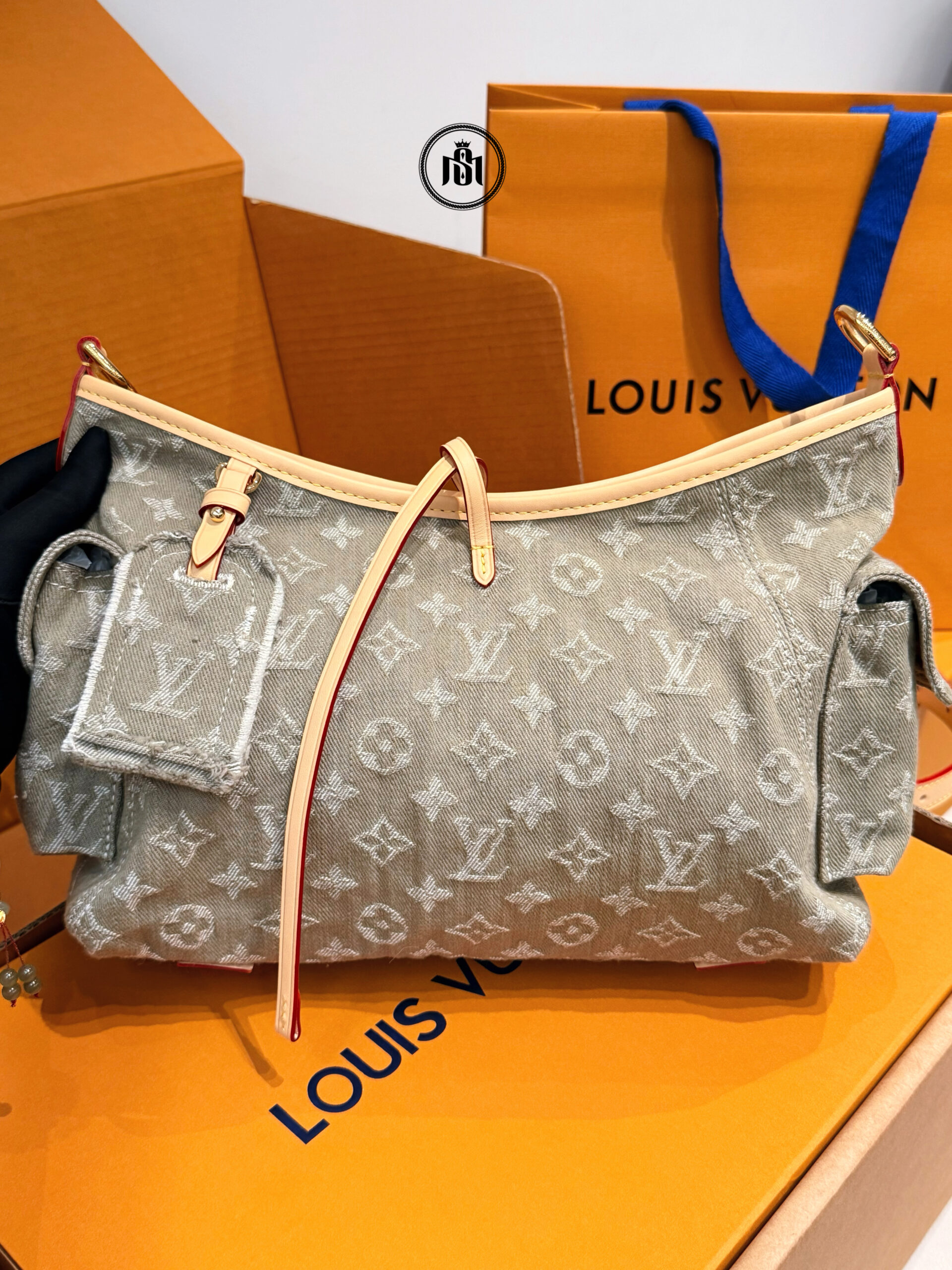 TÚI LOUIS VUITTON CARRY CARGO PM KHAKI DENIM M27623 2 TÚI LOUIS VUITTON CARRY CARGO PM KHAKI DENIM M27623 - Ảnh 2