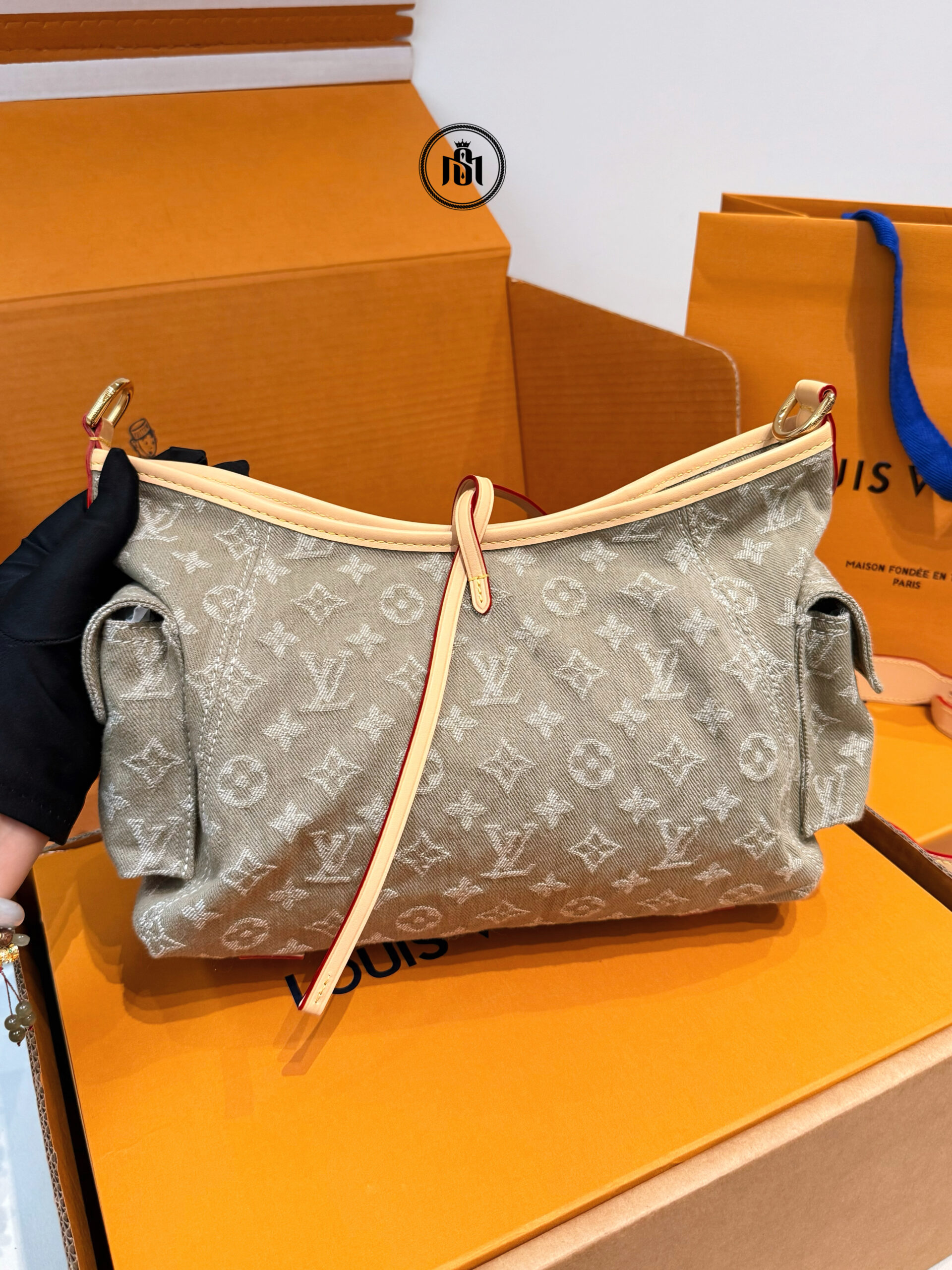 TÚI LOUIS VUITTON CARRY CARGO PM KHAKI DENIM M27623 6 TÚI LOUIS VUITTON CARRY CARGO PM KHAKI DENIM M27623 - Ảnh 6