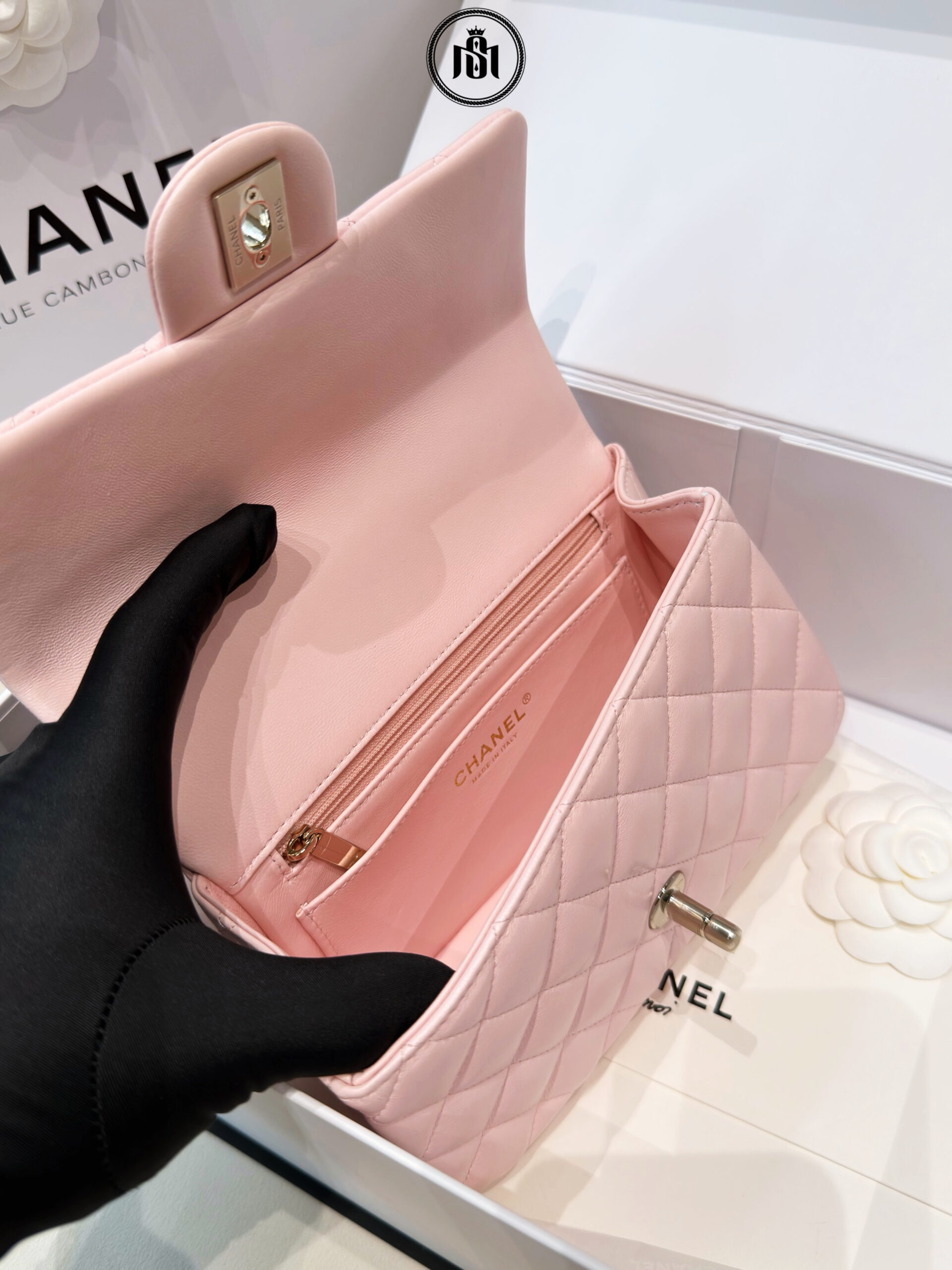 TÚI CHANEL MINI CLASSIC HANDBAG WITH CRYSTAL TOP HANDLE PINK LAMBSKIN 7 TÚI CHANEL MINI CLASSIC HANDBAG WITH CRYSTAL TOP HANDLE PINK LAMBSKIN - Ảnh 7