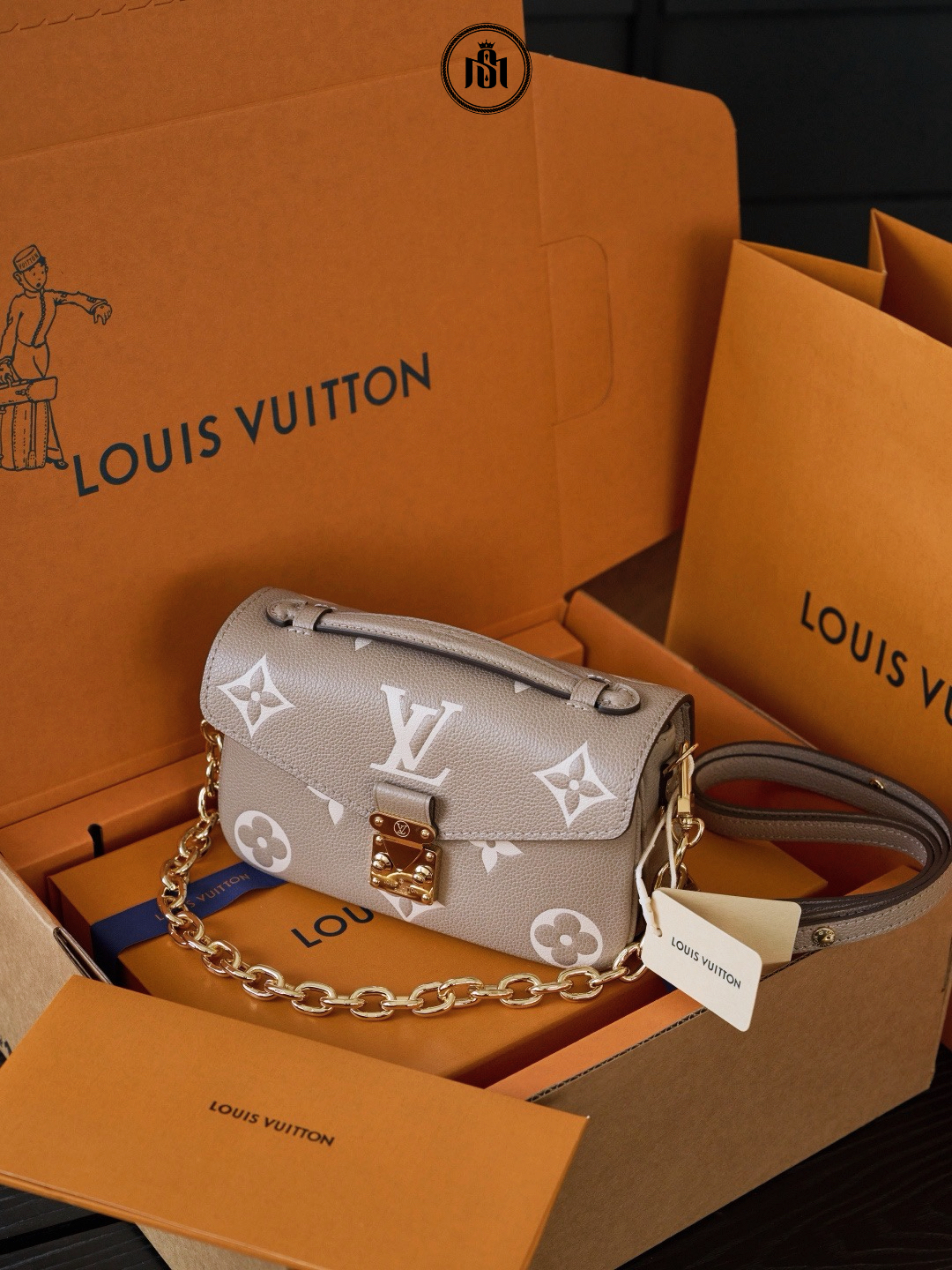TÚI LOUIS VUITTON POCHETTE MÉTIS EAST WEST TOURTERELLE / CRÈME MONOGRAM EMPREINTE M23081 1 TÚI LOUIS VUITTON POCHETTE MÉTIS EAST WEST TOURTERELLE / CRÈME MONOGRAM EMPREINTE M23081