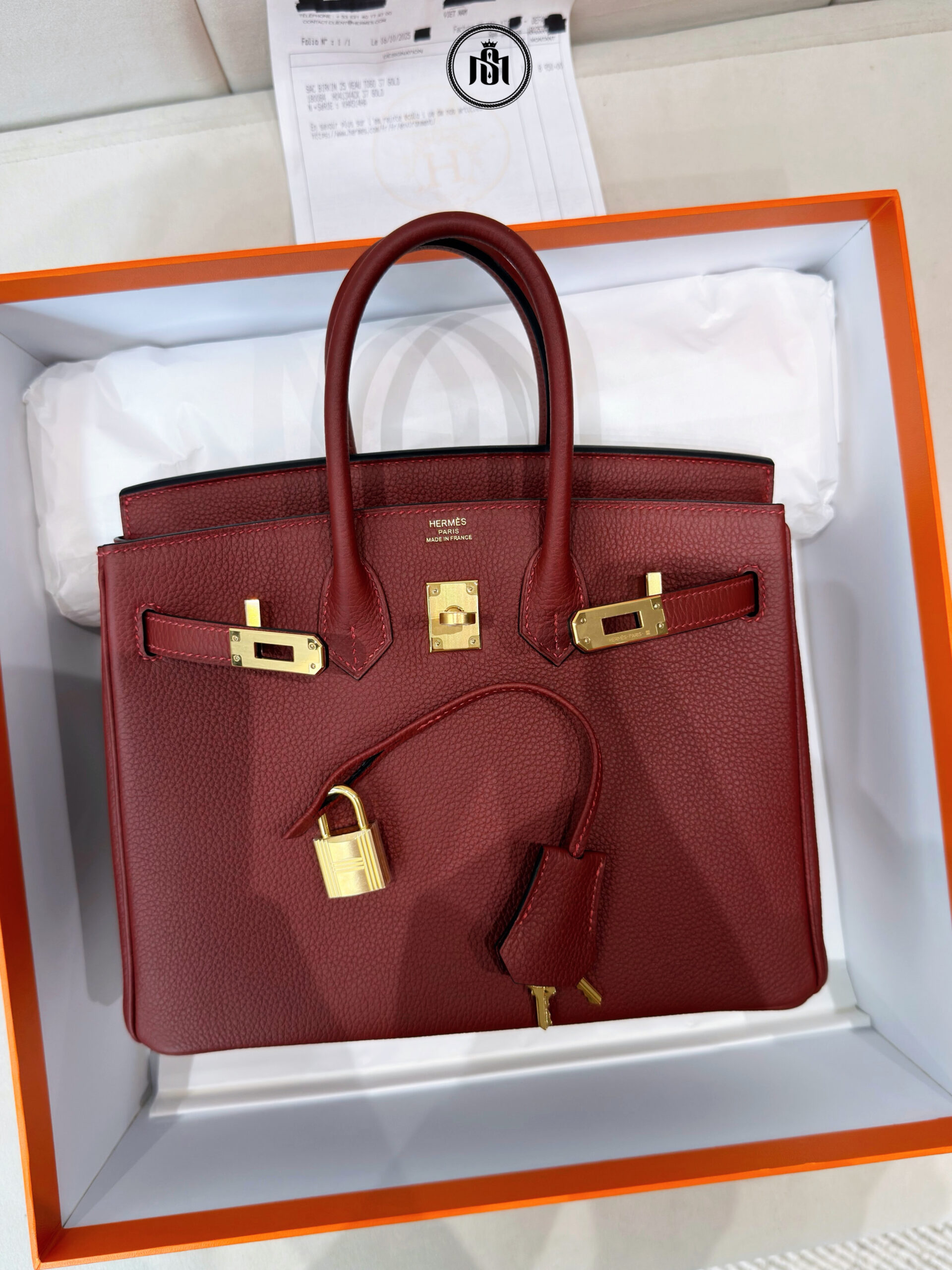 TÚI HERMES BIRKIN 25 ROUGE H TOGO - GHW 1 TÚI HERMES BIRKIN 25 ROUGE H TOGO - GHW