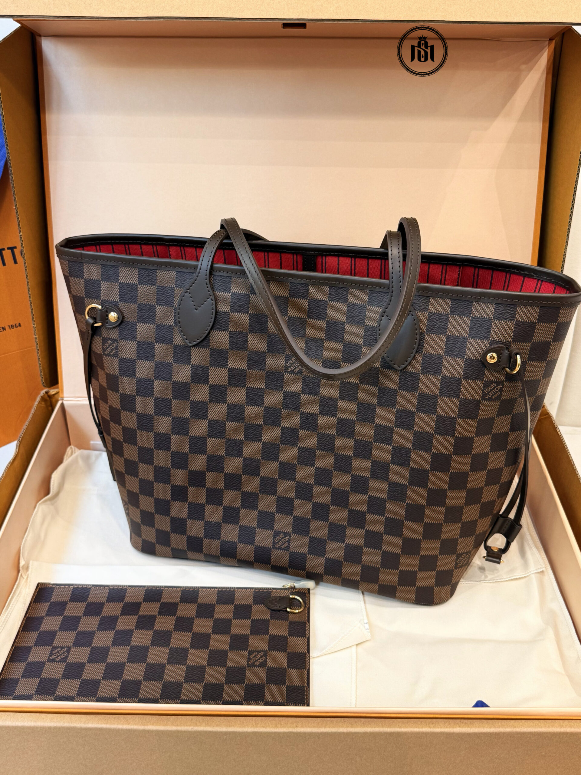 TÚI LV NEVERFULL MM DAMIER EBENE RED CERISE N40599 3 TÚI LV NEVERFULL MM DAMIER EBENE RED CERISE N40599 - Ảnh 3