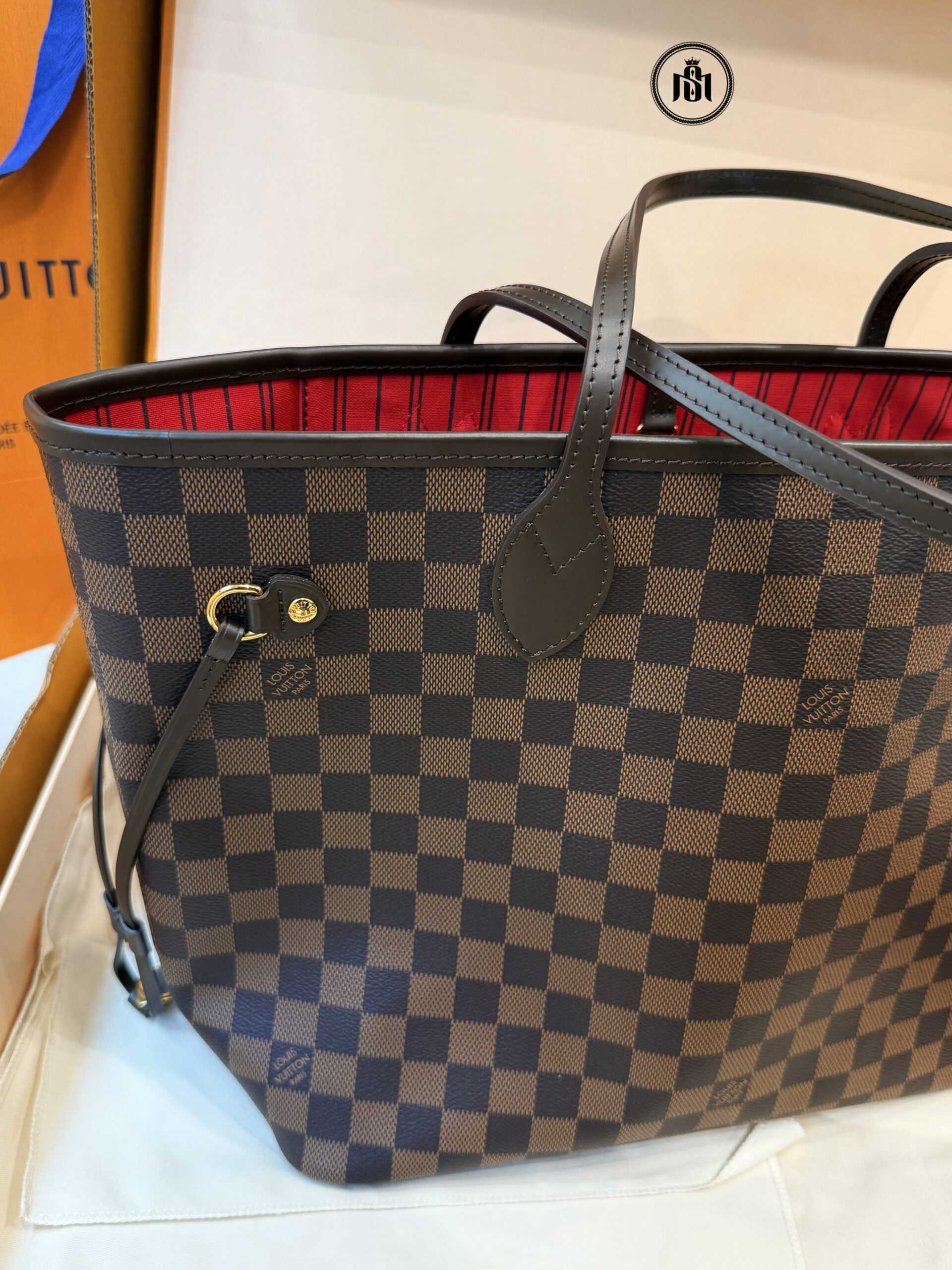 TÚI LV NEVERFULL MM DAMIER EBENE RED CERISE N40599 9 TÚI LV NEVERFULL MM DAMIER EBENE RED CERISE N40599 - Ảnh 9