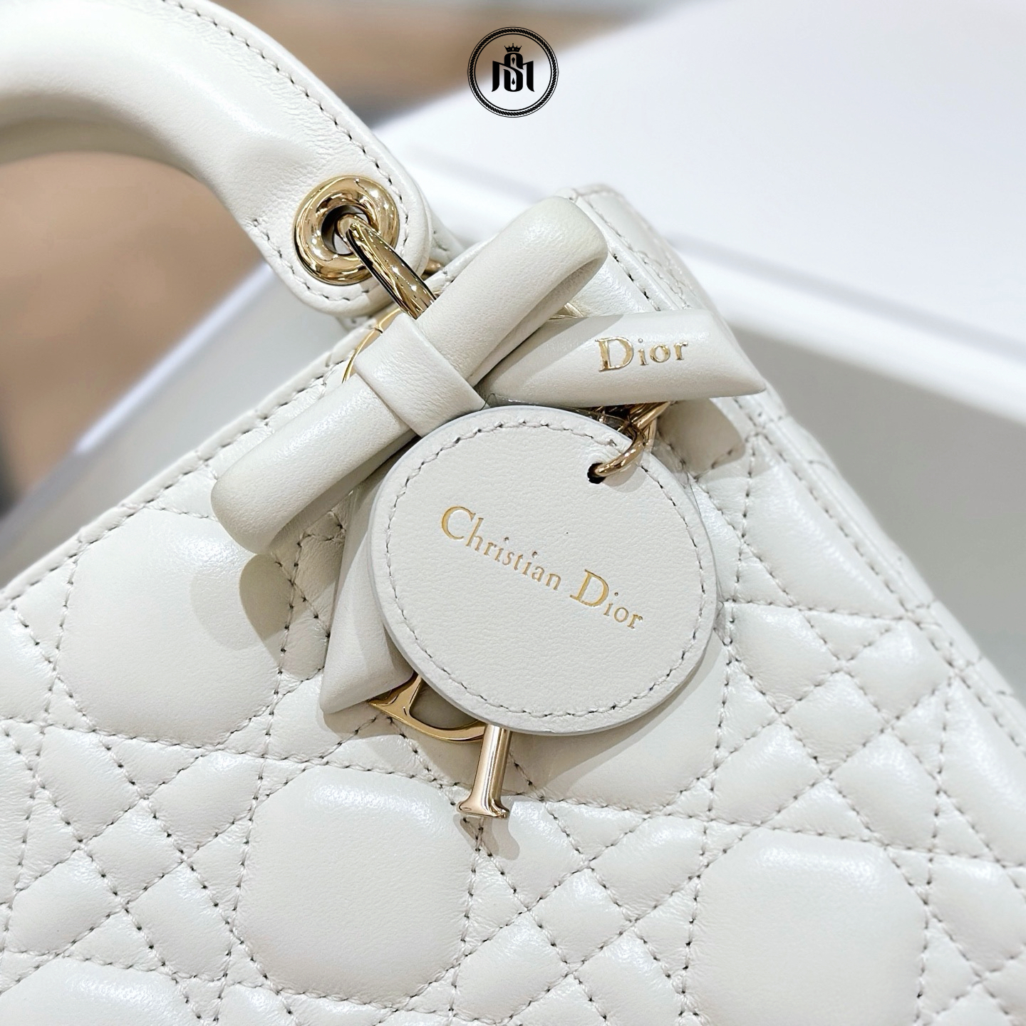 TÚI DIOR MINI LADY DIOR BAG WITH CHAIN LATTE CANNAGE LAMBSKIN 4 TÚI DIOR MINI LADY DIOR BAG WITH CHAIN LATTE CANNAGE LAMBSKIN - Ảnh 4