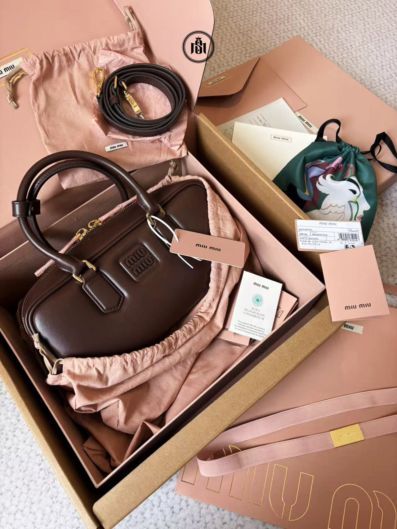 TÚI MIU MIU ARCADIE LEATHER LARGE BAG BRIARWOOD 1 TÚI MIU MIU ARCADIE LEATHER LARGE BAG BRIARWOOD