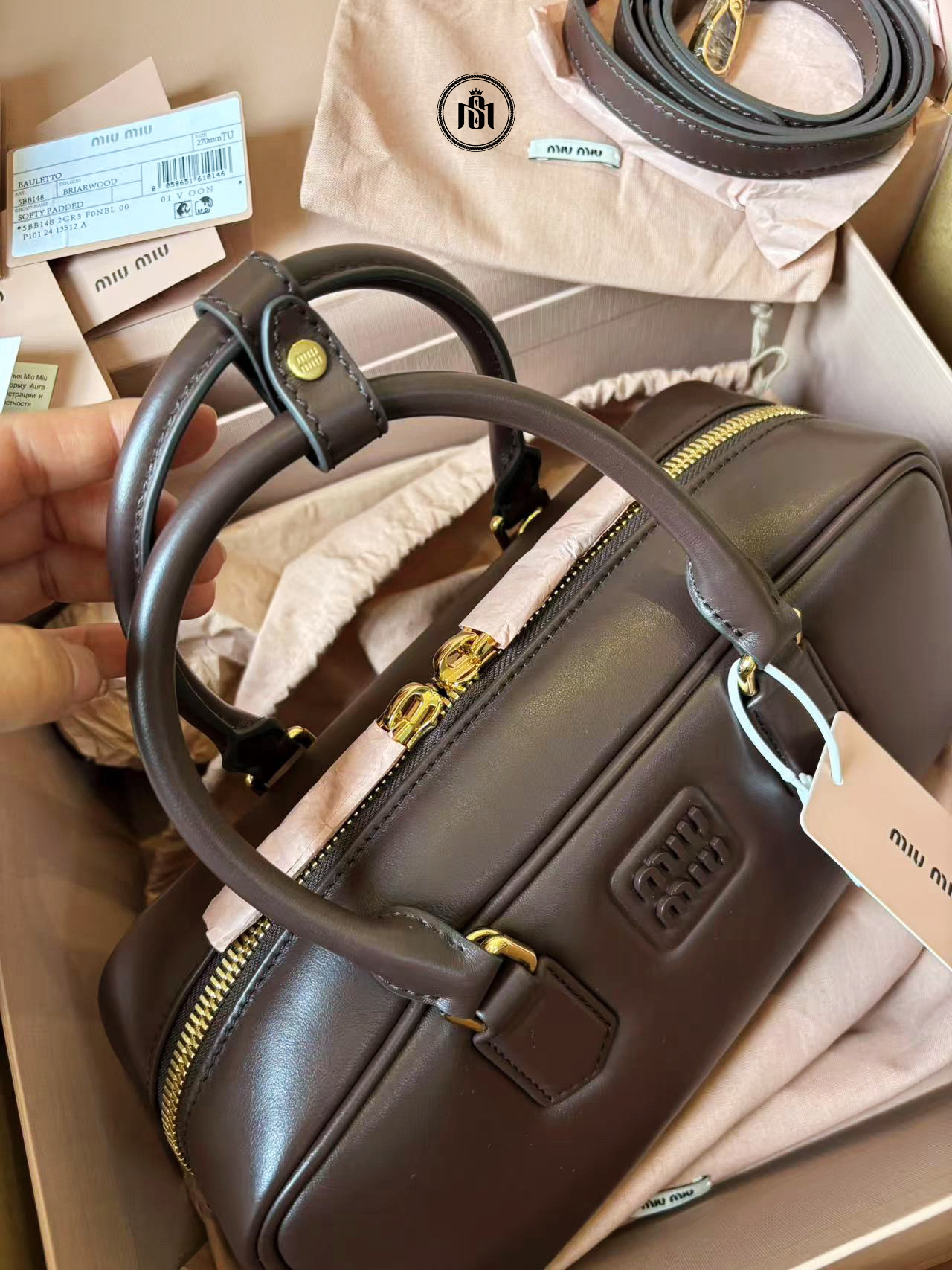 TÚI MIU MIU ARCADIE LEATHER LARGE BAG BRIARWOOD 3 TÚI MIU MIU ARCADIE LEATHER LARGE BAG BRIARWOOD - Ảnh 3