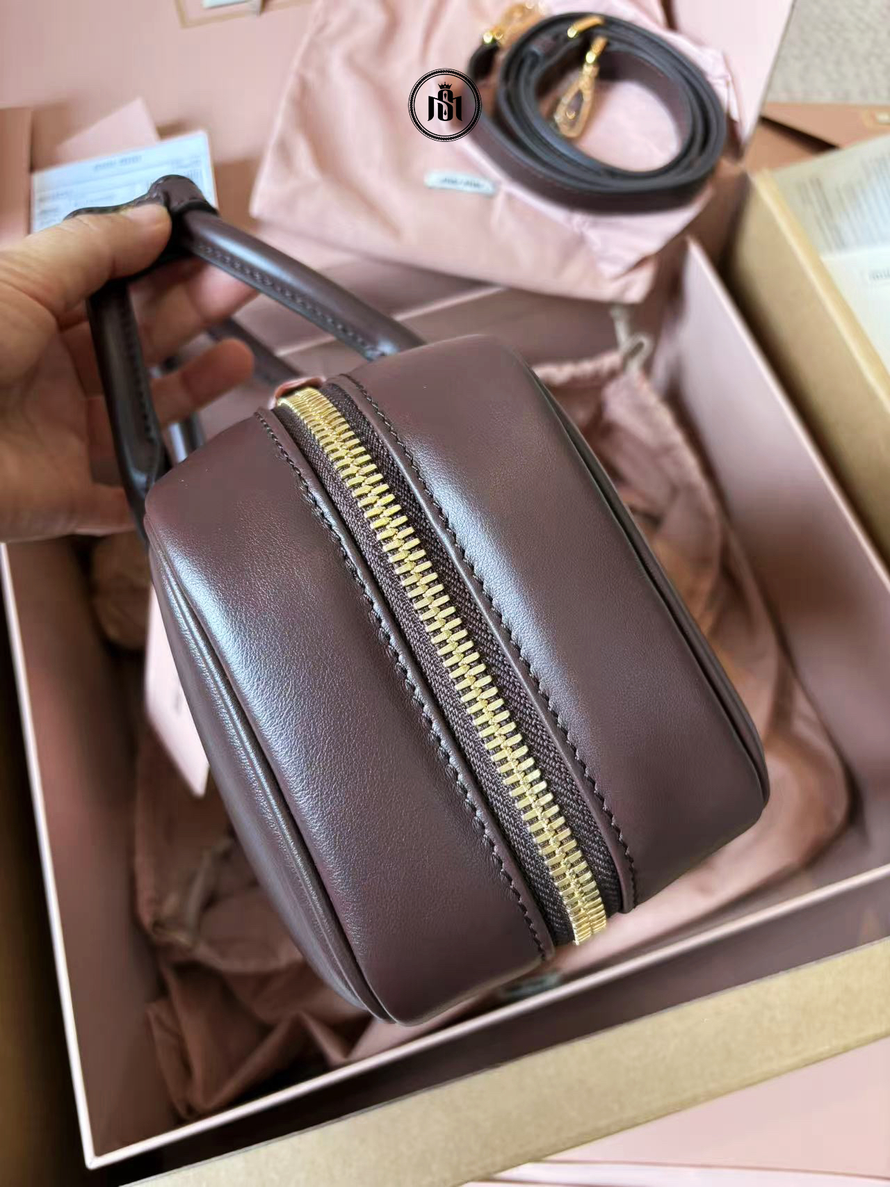 TÚI MIU MIU ARCADIE LEATHER LARGE BAG BRIARWOOD 5 TÚI MIU MIU ARCADIE LEATHER LARGE BAG BRIARWOOD - Ảnh 5