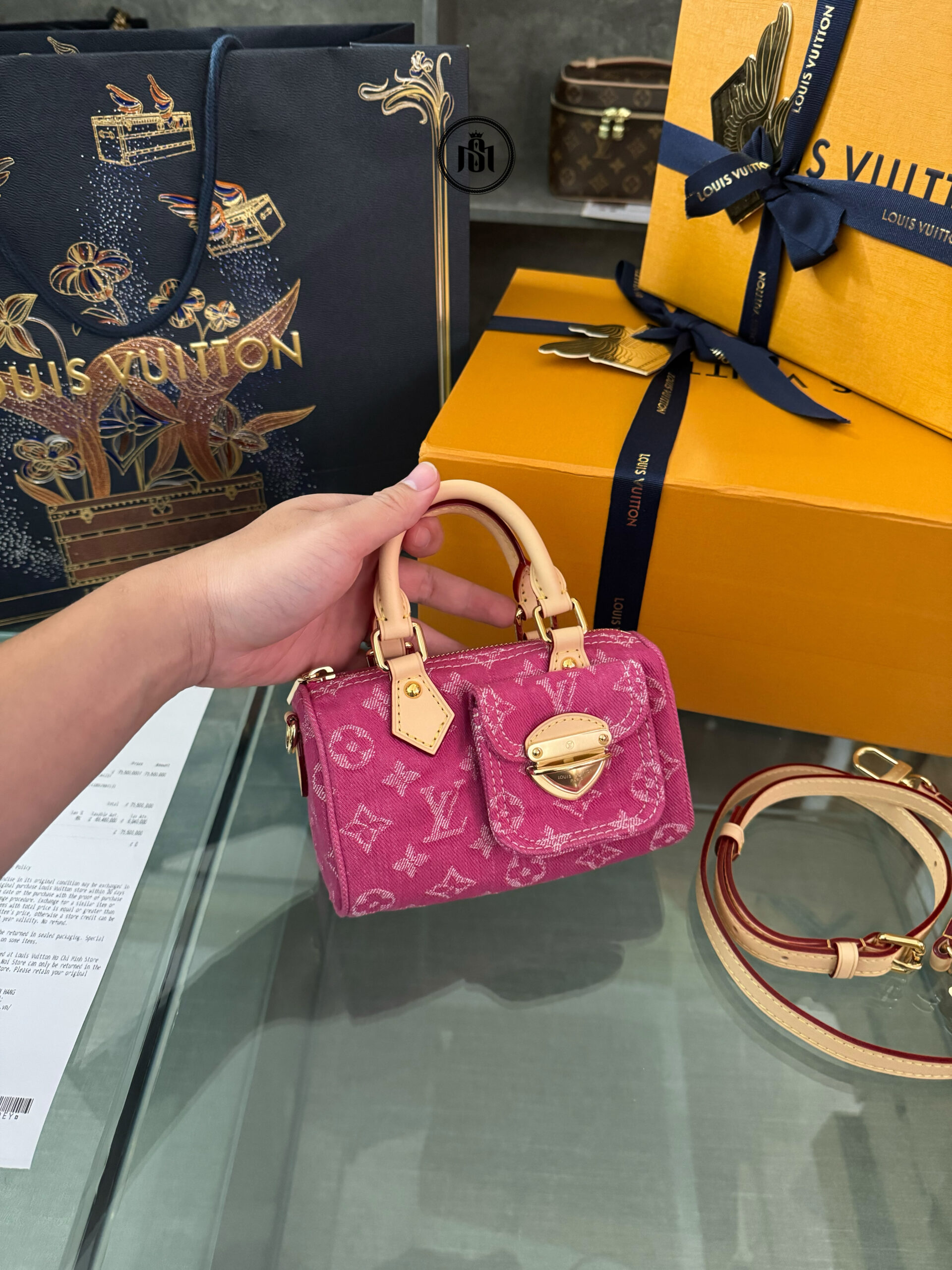 TÚI LOUIS VUITTON NANO SPEEDY FUCHSIA DENIM M27603 2 TÚI LOUIS VUITTON NANO SPEEDY FUCHSIA DENIM M27603 - Ảnh 2