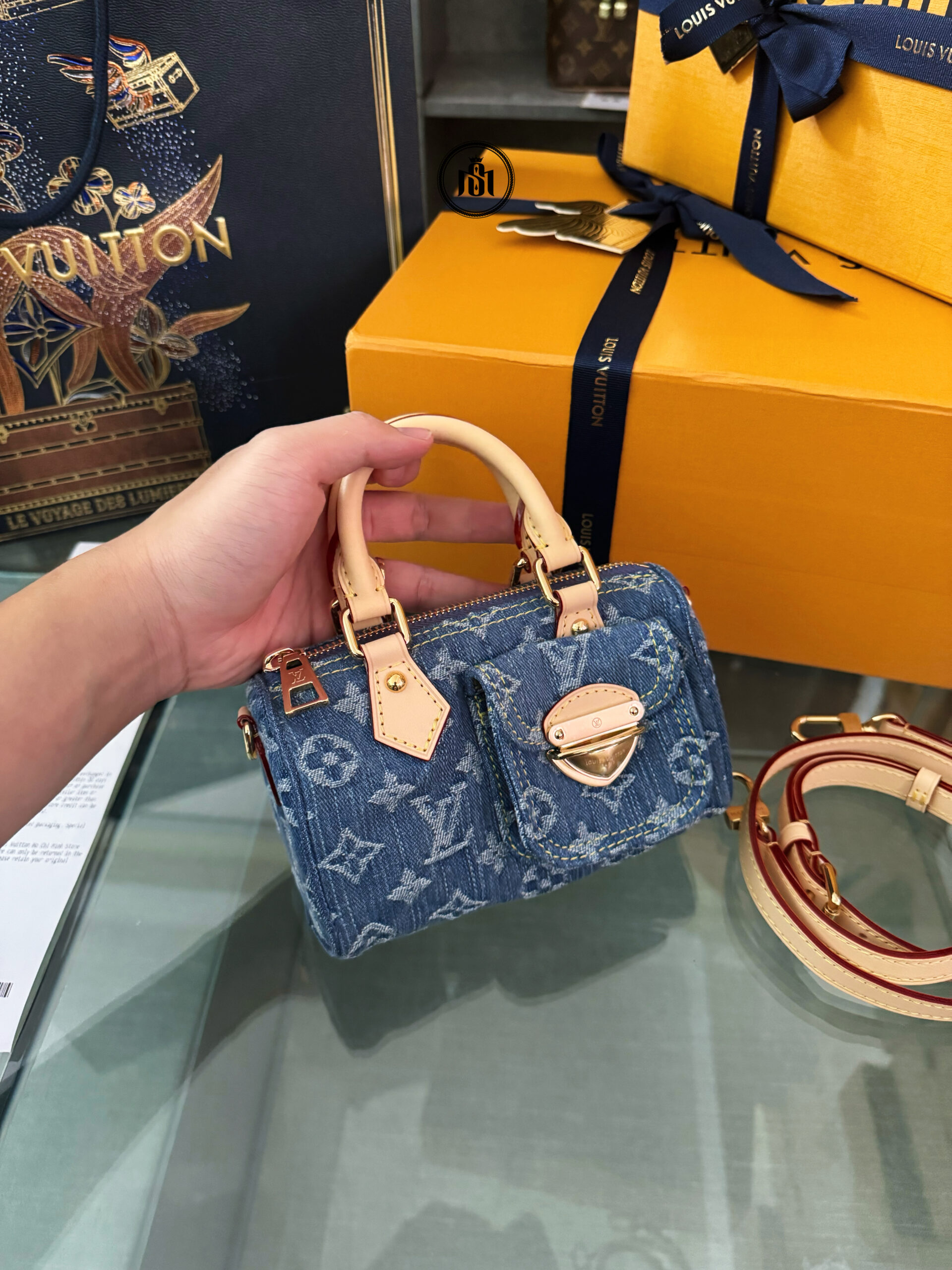 TÚI LOUIS VUITTON NANO SPEEDY BLUE DENIM M82950 2 TÚI LOUIS VUITTON NANO SPEEDY BLUE DENIM M82950 - Ảnh 2