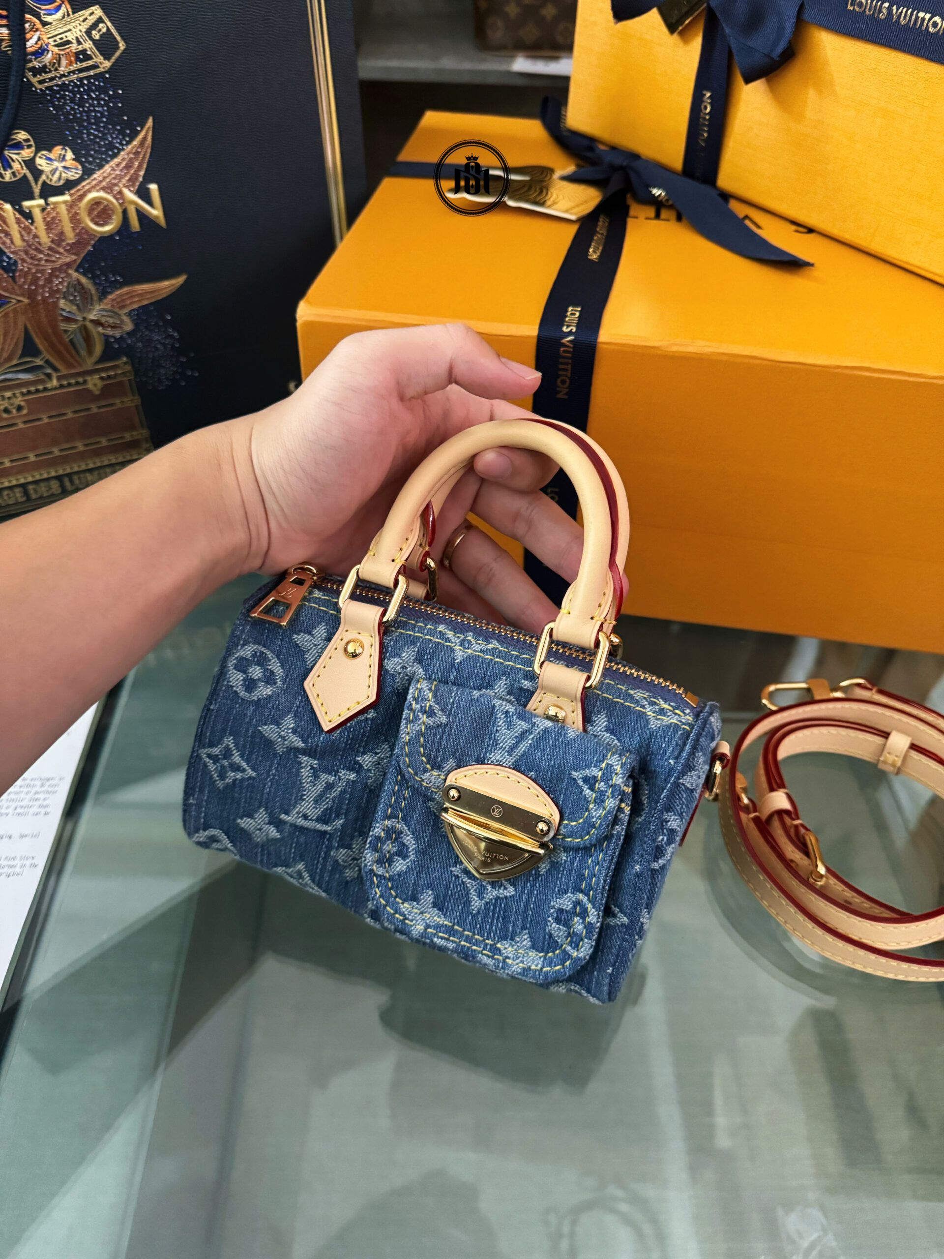 TÚI LOUIS VUITTON NANO SPEEDY BLUE DENIM M82950 3 TÚI LOUIS VUITTON NANO SPEEDY BLUE DENIM M82950 - Ảnh 3