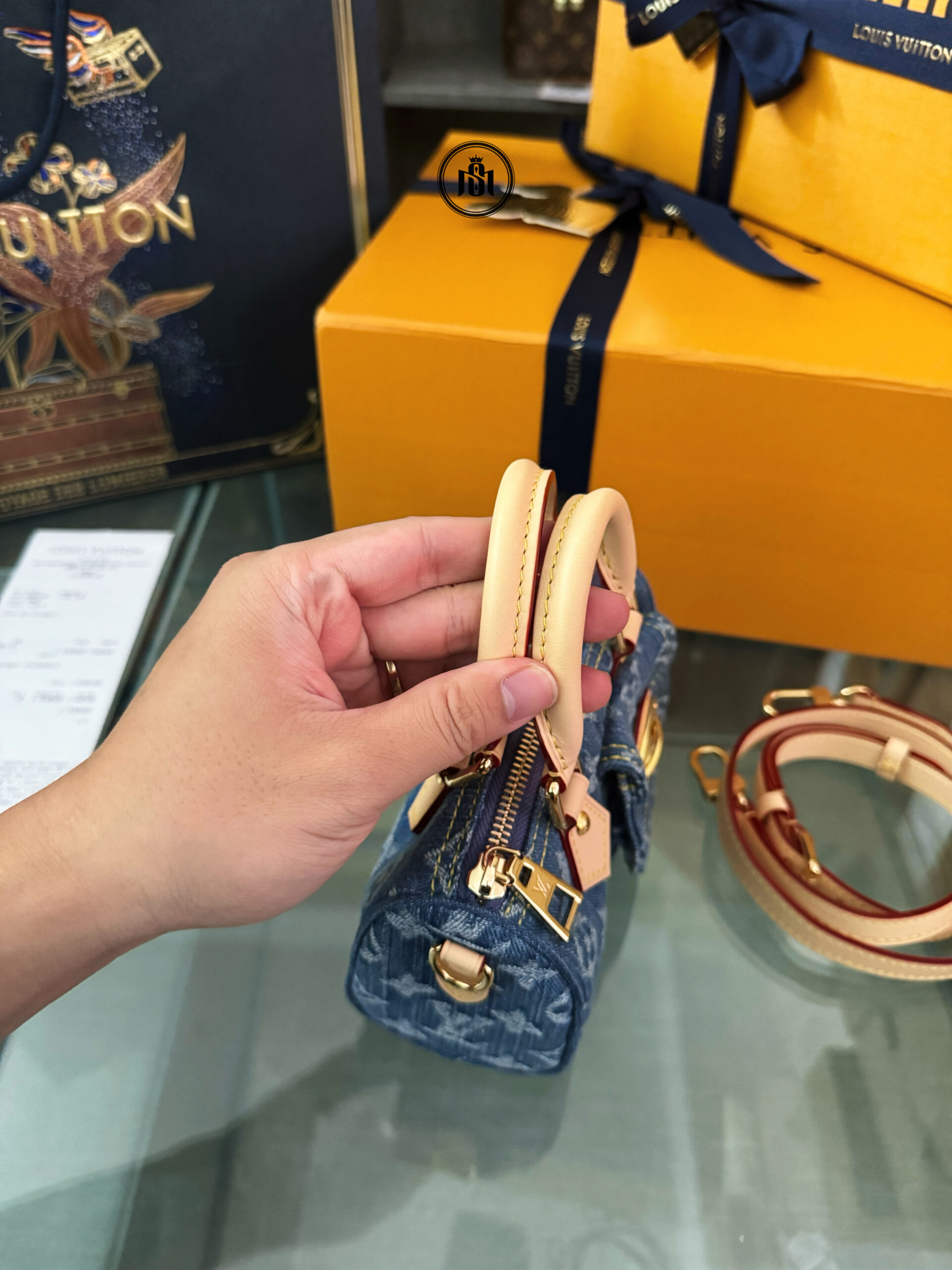 TÚI LOUIS VUITTON NANO SPEEDY BLUE DENIM M82950 4 TÚI LOUIS VUITTON NANO SPEEDY BLUE DENIM M82950 - Ảnh 4