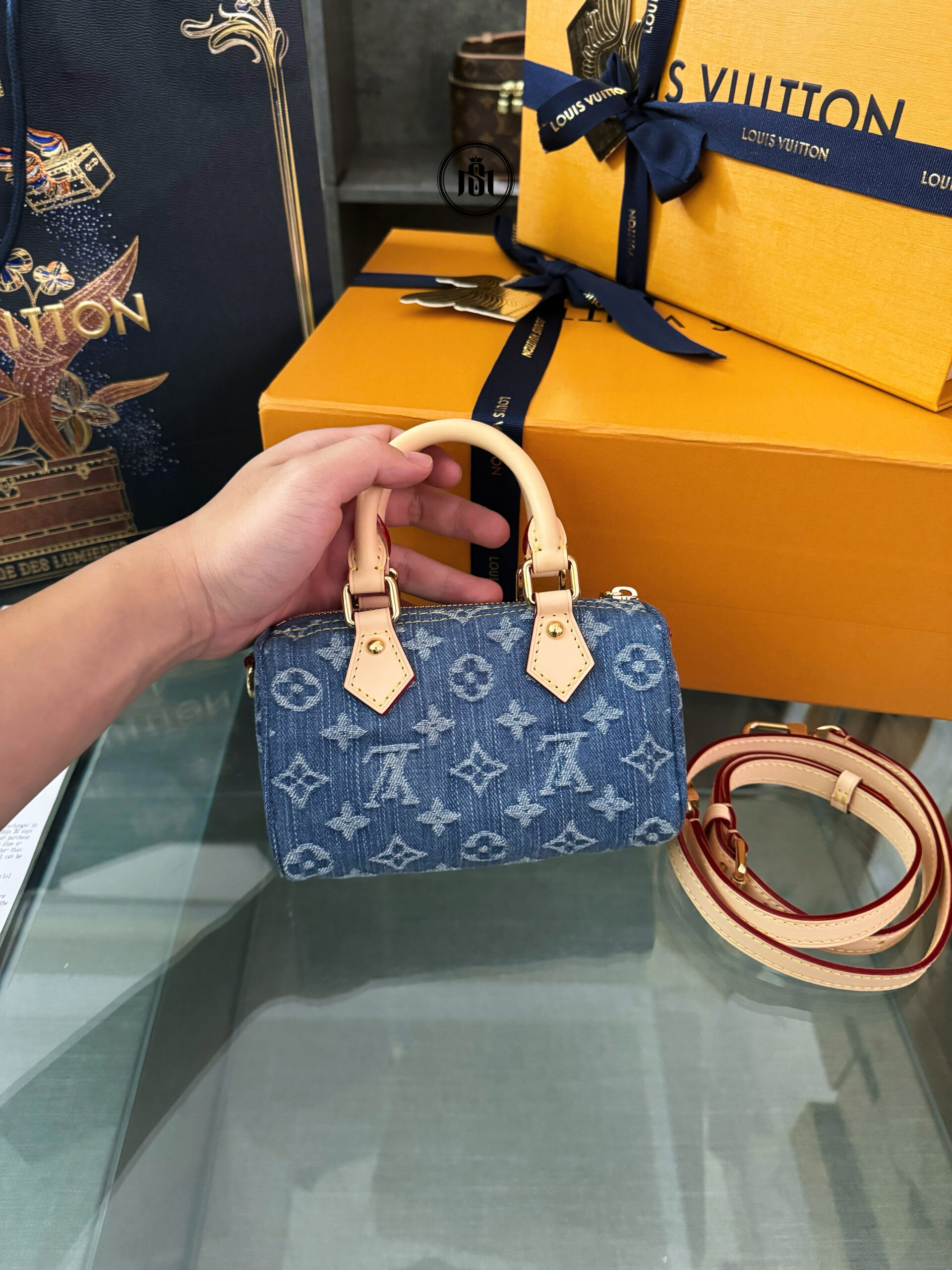 TÚI LOUIS VUITTON NANO SPEEDY BLUE DENIM M82950 7 TÚI LOUIS VUITTON NANO SPEEDY BLUE DENIM M82950 - Ảnh 7