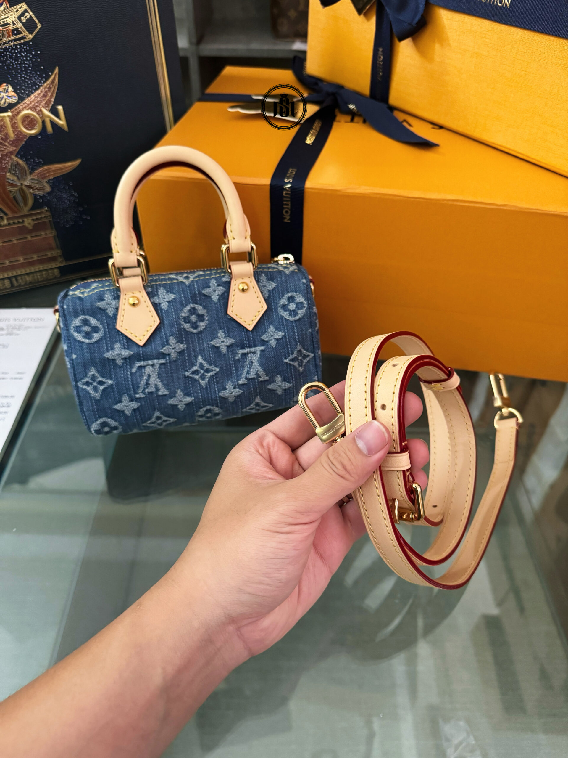 TÚI LOUIS VUITTON NANO SPEEDY BLUE DENIM M82950 8 TÚI LOUIS VUITTON NANO SPEEDY BLUE DENIM M82950 - Ảnh 8